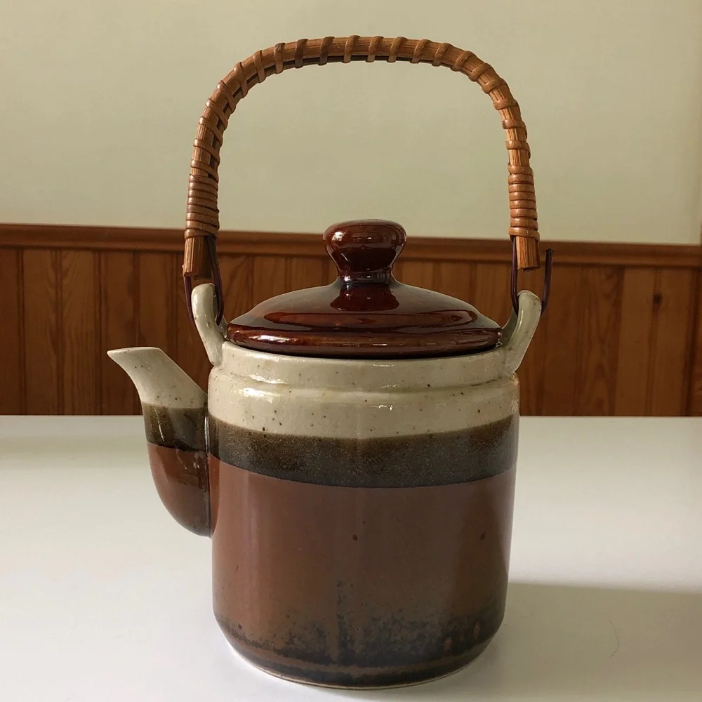 Vintage Takahashi San Francisco Three Tone Stoneware Teapot Made in Japan MCM